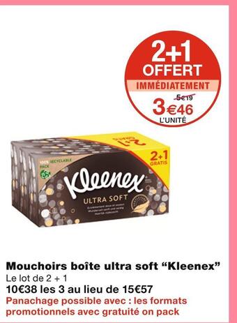 Monoprix Kleenex mouchoirs boîte ultra soft offre
