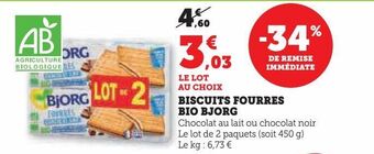Hyper U Biscuits fourres bio bjorg offre