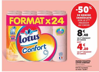 Super U Papier toilette lotus confort offre