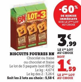 Hyper U Biscuits fourres bn offre