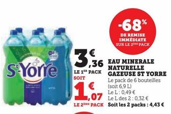 Hyper U Eau minerale naturelle gazeuse st yorre offre