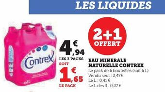 Hyper U Eau minerale naturelle contrex offre