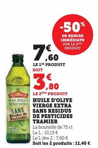 Huile d'olive vierge extra sans residus de pesticides tramier