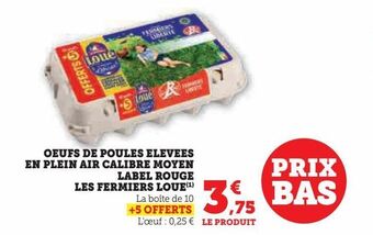 U Express Oeufs de poules elevees en plein air calibre moyen label rouge les fermiers loue offre