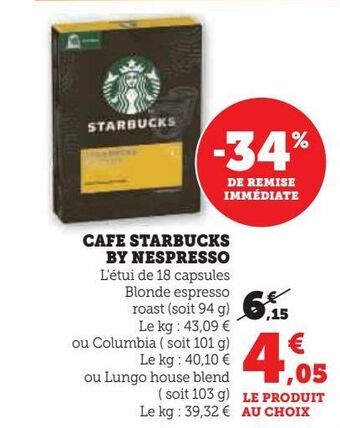 U Express Cafe starbucks by nespresso offre