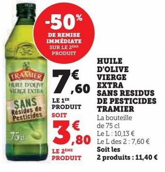 U Express Huile d'olive vierge extra sans residus de pesticides tramier offre