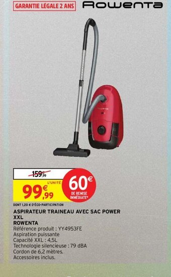 Intermarché ASPIRATEUR TRAINEAU AVEC SAC POWER offre