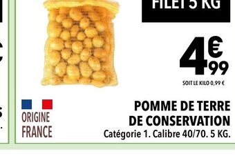 Supeco POMME DE TERRE DE CONSERVATION Catégorie 1. Calibre 40/70. 5 KG. offre