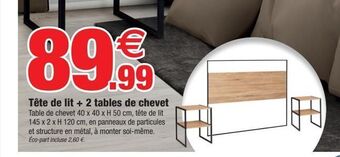 Tete de lit + 2 tables de chevet