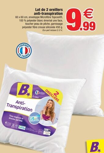 Bazarland Lot de 2 oreillers anti-transpiration offre