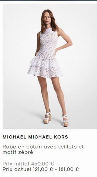 Michael Kors Michael michael kors robe en coton avec oeillets et motif zèbrè offre