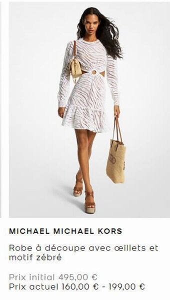 Michael michael kors robe à découpe avec peillets et motif zèbré