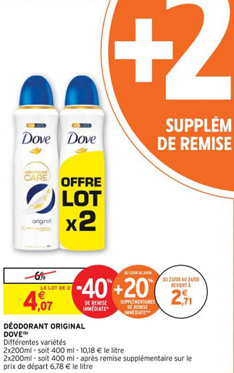 Intermarché DÉODORANT ORIGINAL DOVE (b) offre