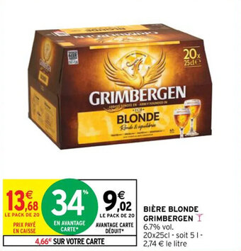 Intermarché BIÈRE BLONDE GRIMBERGEN offre