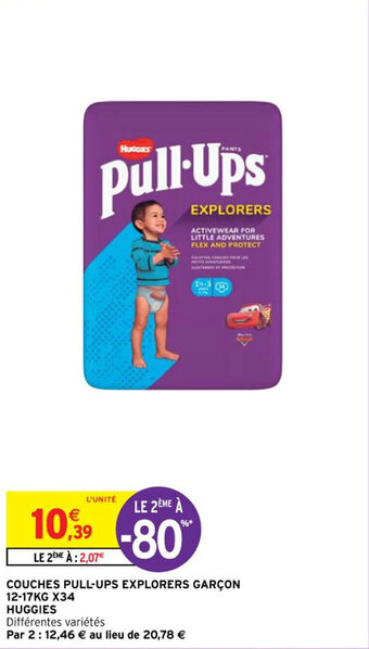 Intermarché COUCHES PULL-UPS EXPLORERS GARÇON 12-17KG X34 HUGGIES offre