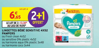 Intermarché LINGETTES BÉBÉ SENSITIVE 4X52 PAMPERS offre