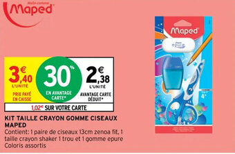 Intermarché KIT TAILLE CRAYON GOMME CISEAUX MAPED offre