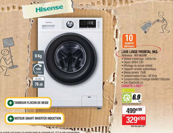 Cora x Carrefour LAVE LINGE FRONTAL 9KG Référence: W914KVVM offre