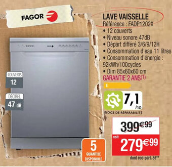 Cora x Carrefour LAVE VAISSELLE Référence : FADP1202X offre