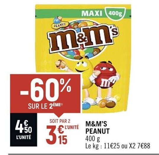 Promo M&M'S PEANUT chez Spar
