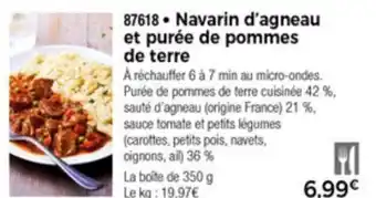Thiriet Navarin d'agneau et purée de pommes de terre offre
