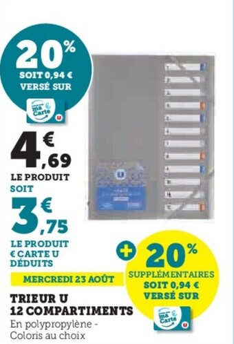Hyper U TRIEUR U 12 COMPARTIMENTS offre