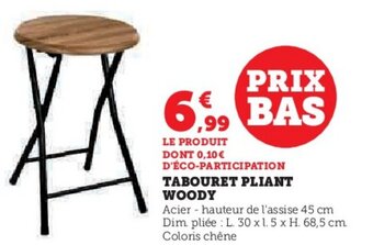 Hyper U TABOURET PLIANT WOODY offre