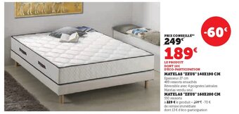 Hyper U MATELAS "ZEUS" 140X190 CM offre