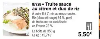 Thiriet Truite sauce au citron et duo de riz offre
