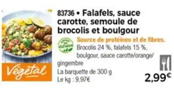 Thiriet Falafels,sauce carotte, semoule de brocolis et boulgour offre