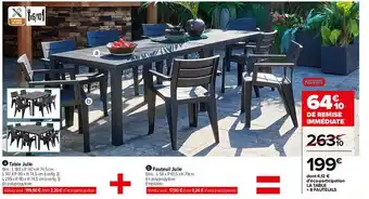 Carrefour Table Julie, Fauteuil Julie offre