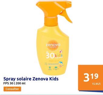 Action Spray solaire Zenova Kids FPS 30 | 200 ml offre