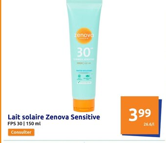 Action Lait solaire Zenova Sensitive offre