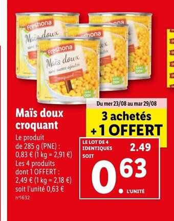 Lidl Mais doux croquant offre