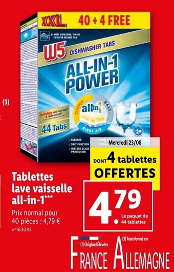 Lidl Tablettes lave vaisselle all-in-1*** offre