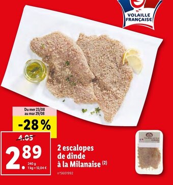 Lidl 2 escalopes de dinde à la Milanaise (2) offre