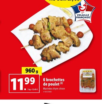 Lidl 6 brochettes de poulet (²) offre
