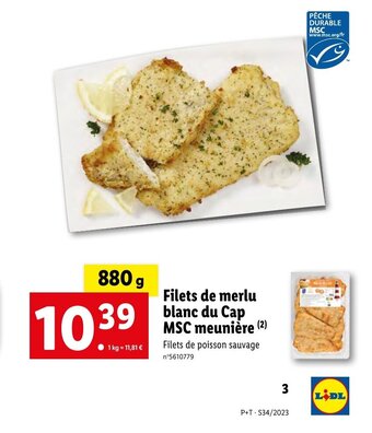 Lidl Filets de merlu blanc du Cap MSC meunière (²) offre