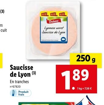 Lidl Saucisse de Lyon offre