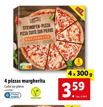 Lidl 4 pizzas margherita offre