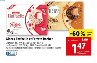 Lidl Glaces Raffaello et Ferrero Rocher offre