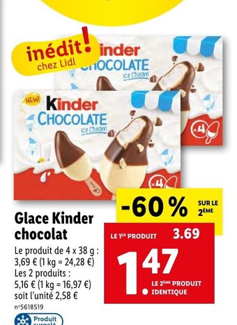 Lidl Glace Kinder chocolat offre