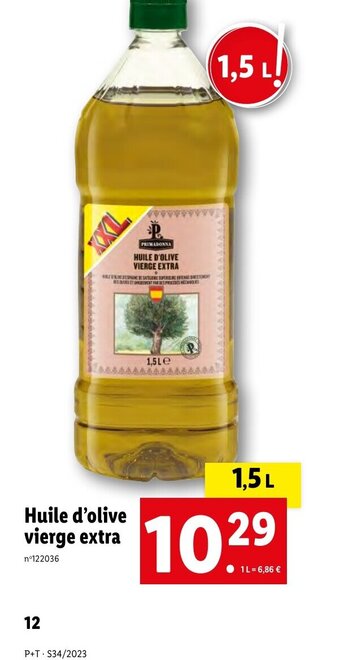 Lidl Huile d'olive vierge extra offre
