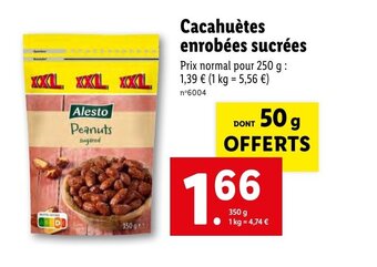Lidl Cacahuètes enrobées sucrées Prix normal pour 250 g: 1,39 € (1 kg = 5,56 €) offre
