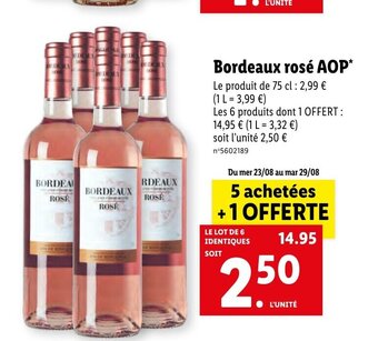 Lidl Bordeaux rosé AOP* offre