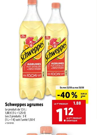 Lidl Schweppes agrumes offre