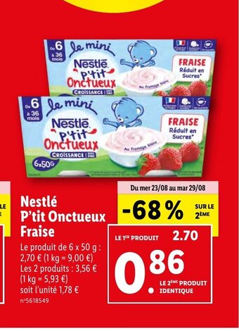 Lidl Nestlé P'tit Onctueux Fraise offre