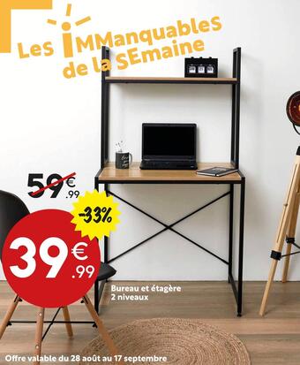 Maxi Bazar Bureau et étagère 2 niveaux offre