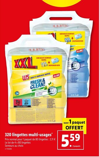 Lidl 320 lingettes multi-usages* offre