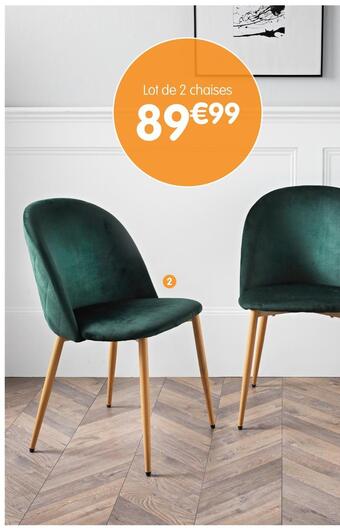 b&m Lot de 2 chaises en velours offre